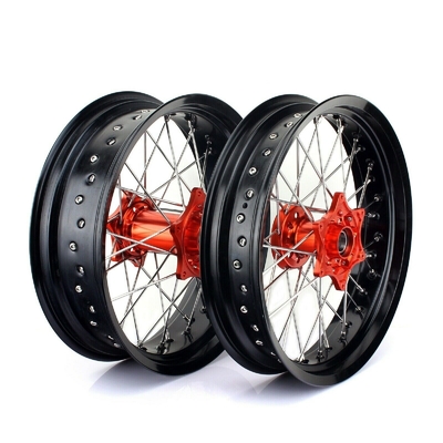 3.50x17&quot;4.25x17&quot;Sex SXF EXC 125-530のためのスーパーモーター合金輪 黒い輪とオレンジハブ