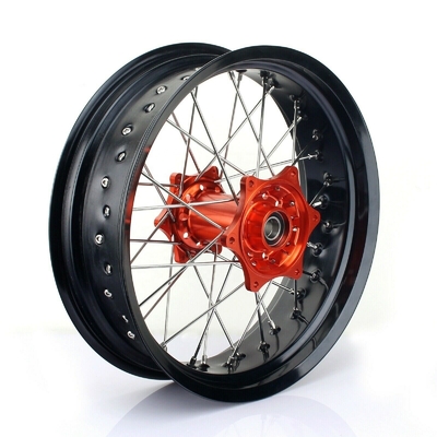 3.50x17&quot;4.25x17&quot;Sex SXF EXC 125-530のためのスーパーモーター合金輪 黒い輪とオレンジハブ