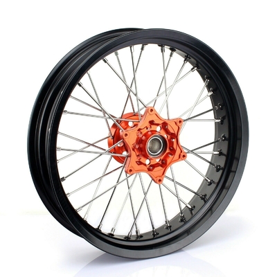 3.50x17&quot;4.25x17&quot;Sex SXF EXC 125-530のためのスーパーモーター合金輪 黒い輪とオレンジハブ