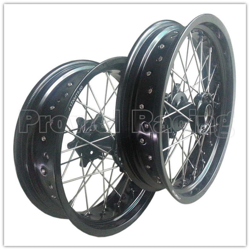 黒アルミ合金モーターサイクルのスーパーモーターホイールセット CNCハブと3.50-17&quot;5.00-17&quot;リム